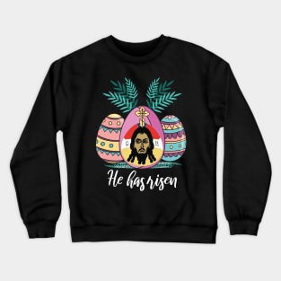 Orthodox Easter Egg Cross Greek Lent Scripture Crewneck Sweatshirt